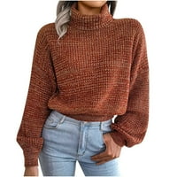 Fesfesfes жени пуловери ежедневен фенер с дълъг ръкав с дълъг ръкав с колела пуловер пуловер пуловер пуловер под 10 долара
