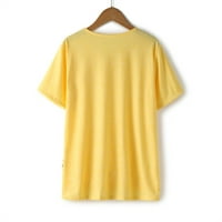 Vedolay Girl ризи с къс ръкав момичета с къс ръкав отпечатани детски върхове с джобни дрехи дрехи, жълти 10- години