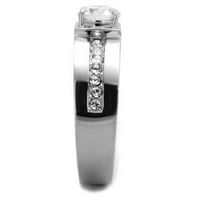 Luxe Jewelry проектира мъжки пръстен от неръждаема стомана с кръгла кубична кубична циркония - размер
