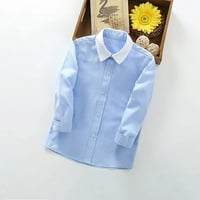 Класическата тениска с къс ръкав на Honeeladyy Boys, модна модна блуза с дълъг ръкав блуза солиден цвят джентълменски униформена риза