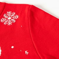 Момчета момичета печат пуловер суичърс за малко дете Коледна карикатура Снежен човек отпечатъци пуловер с дълъг ръкав топъл плетен пуловер за трикотаж в продължение на 4- години