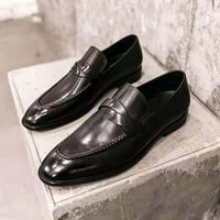 Мъжки класически бизнес кожени обувки модни ежедневни плътни цветови комплекти Pointe кожени обувки за мъже Черни размери 48