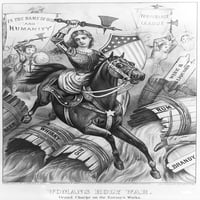 Плакат за галерия, Свещена война на жените, Забрана Политическа карикатура от 1874 г.