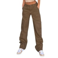NJSHNMN Женски панталони за товарни панталони за момчешки дънки винтидж хипи панталони улични дрехи, кафяви, m