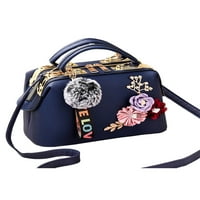 Beiwei дами чанти раменни чанти с голям капацитет чанта отгоре дръжка флорална печат чанта много джобове жени разглобяем дизайнер Crossbody квадратно синьо