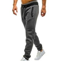 Товарни панталони за мъжете небрежни солидни джогинг еластични спортни панталони със средна талия с джобове