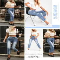 Прави дънки за жени разкъсани дънки за гадже Slim Fit Jeans Seprety Trived Denim Pants