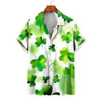 Uorcsa Daily Pocket Turndown Collar Soft Floral Printed St. Patrick's Day Casual Beach Summer Mens Thish Red Red