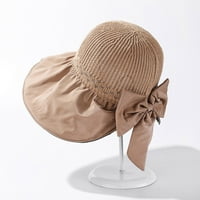 Fsqjgq слънчева шапка за жени опаковъчни шапки с пакетиране на слънце шапка жени на открито ежедневна декорация на лък Големия дизайн на глава Слънце шапка, злато
