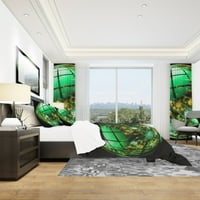 Art DesignArt „Ярко зелена фрактална сфера“ Модерна и съвременна комплект за спално бельо - корица на одеяло и шамари King Cover + King Shams (Утешител не
