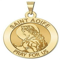 Религиозен медал Saint Aoife - размер на четвърт -14k жълто злато
