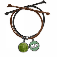 Зелена тиквена кора Макро фото шарки гривна въже ръчна верига Кожена кожена парична лента за китки