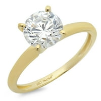 0. CT блестящо кръгло рязане Истински култивиран диамант VS1-VS G-H 14K Жълто злато пасианс обещание сватбена изявление Дизайнерски дизайнер Размер на пръстена 8.5