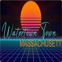 Watertown Town Massachusetts Vinyl Decal Stiker Retro Neon Design