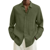 Мъжки ежедневна блуза, моден човек въртя яка с дълъг ръкав тениска летен бутон за печат блуза sweartsshirt