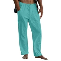 Wozhidaoke мъжки панталони мъжки ежедневни твърди панталони панталони с пълна дължина разхлабена панталона джобни джобни гащи панталони за мъже сини xl