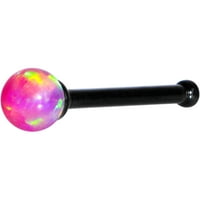Body Candy Black Anodized Steel Pink Synthetic Opal Ball Нос костен габарит 1 4