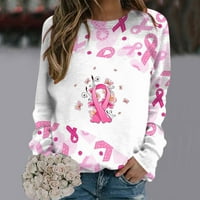Тениска за информираност за рак на гърдата за жени Смешно осведомяване за рак на гърдата Тениска за жени кръгла шия с дълъг ръкав смешна тениска за рак на гърдата Облекло за набиране на средства за жени розово