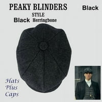 Dicasser Men's Plaid Wool Tweed Newsboy Ivy Hat, Classic Herringbone Tweed Wool Blend Newsboy Ivy Hat