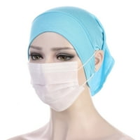 Шапки за кофа hijab undercap с дупка за уши, подчертан вътрешна капачка hijabs капачки за капачки с капачки под капачка с изрязване на уши за слушалки шапки светло синьо