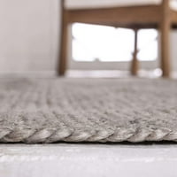 Avgari Creation Grey Round Hand Braided Farm House Solid Area Rag Rug Carpet-3 фута