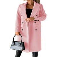 Frontwalk Women Doublebread Jacket Winter Length Knee Wear Lapek Lapek Molid Color Poit Pink L