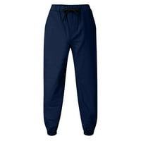Cuoff панталони Мъжки плътни цветове All-Match Trendy Sports Небрежни удобни панталони Сини 3XL