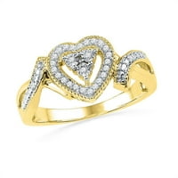 10k жълто злато кръгло диамантен сърдечен пръстен cttw