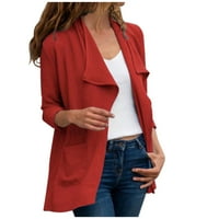 Дамски жилетка с дълъг ръкав Модно палто твърд цвят джоб модни връхни дрехи пролет есен Кардиган за жени ежедневни