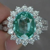 Луксозен елегантен диамантен зелено слънчево цвете циркон пробит дами бижута сребро