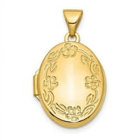 14k жълто злато флорален овален медальон висулка