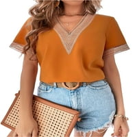 Grianlook дами тениска v врат тий тениска тениска жени ежедневна туника блуза торбичка куха пуловер оранжев S