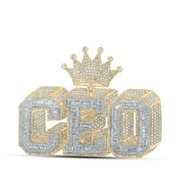 Диамантената сделка 10kt жълто злато мъжки кръг Diamond CEO Crown Charm висулка CTTW