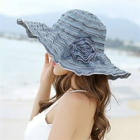 Дамска слънчева шапка широка лятна шапка сгъваемо навиване на флопи плажни шапки за жени