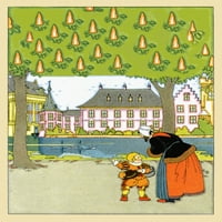 Малкото момче посочва големия паласов дом на холандски брой. Печат на плакат от Maud & Miska Petersham