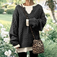 Зимни есенни пуловери за жени дами есен плътно цвят дълъг ръкав v Врат Мода разхлабена ежедневна лента с плетено пуловер пуловер отгоре