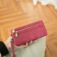 Rosarivae Pu кожена винтидж чанта с дълъг портфейл многофункционална чист за жени момичета