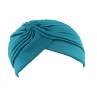 Дамски солиден тюрбан възел Twist Cap Stretch Sleeping Head Cover Headwrap Хиджаб мюсюлмански шапки