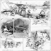 Ню Йорк: Gypsies, 1882. Nscenes в циганския лагер на Бродуей в Ню Йорк. Гравиране, американска, 1882. Плакат печат от