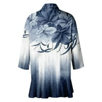 Флорално рамо жилетки за жени Моден ръкав Разхлабени блузи Отворени предни графични жилетка Модни корица