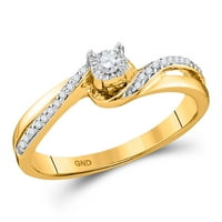 Женски солиден 10kt жълто злато кръгло диамантен пасианс булчински сватбен годежен пръстен cttw Размер на пръстена 8