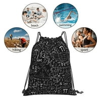 Черна математическа геометрия раница за раница за училище спортен плаж йога Водоустойчива чанта за фитнес за жени мъже