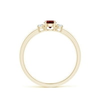 Angara Natural Garnet и Diamond Three Stone Ring в 14K жълто злато за жени
