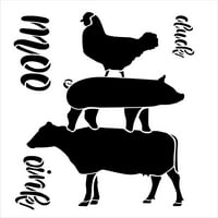 Cluck oink moo stencil от студио пилешко свине крава занаят DIY ферма за дома декор боя дърво знака многократна употреба mylar шаблон за избор на размер
