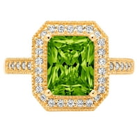 2. CT Brilliant Emerald Cut Clear Simulated Diamond 18K Yellow Gold Haliatear с акценти пръстен SZ 6