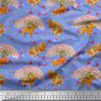 Soimoi Rayon Tree Tree, Floral & Deer Animal Printed Craft Fabric край двора