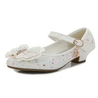 Деца принцеса обувки за обувки за обувки искряща Мери Джейн сватба сладка униформа бляска лилаво 4y
