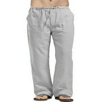 Glonme Men Pants Плътни цветни дъна еластични панталони за талия джогинг монтирани шезлонги ежедневно теглене сив xl