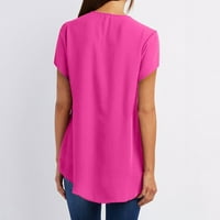 Auroural Womens Tops Clearance Женски летни ризи с къс ръкав цип ежедневна туника V-образно преобладаване на блуза върхове