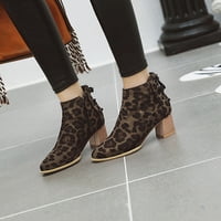 Jsaierl женски кокетни ниски токчета глезени ботуши модни леопардови отпечатани ботуши с ботуши